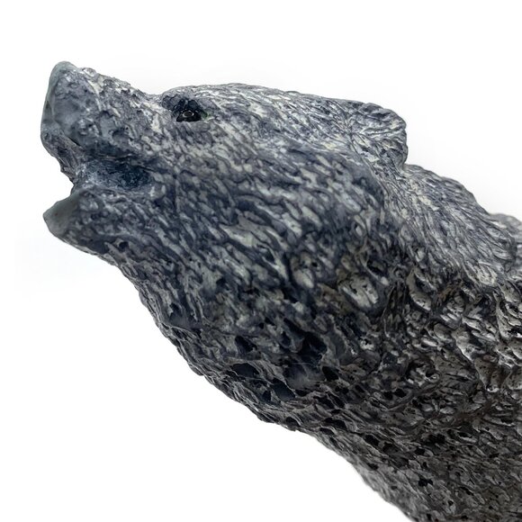 WOLF ORIGINAL Vintage 70s Wolf Figurine Soapstone Look Sculpture Made in Canada - Picture 7 of 11